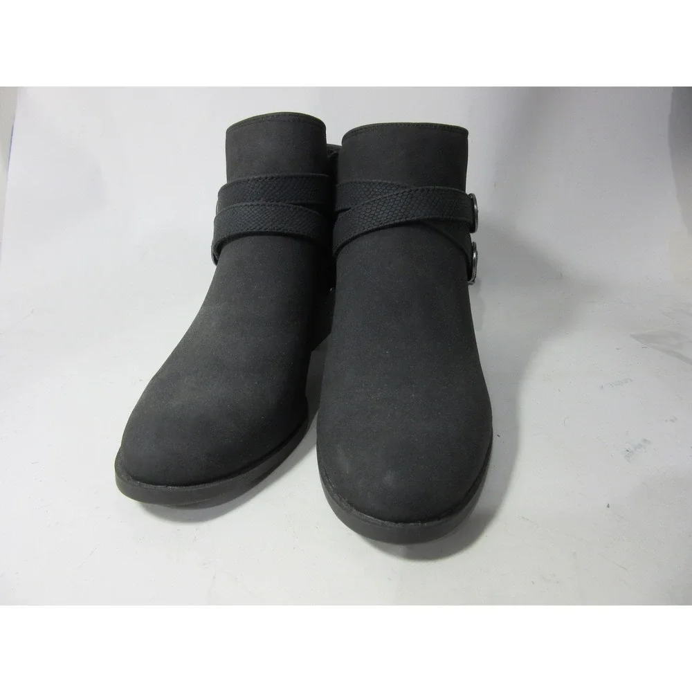 LifeStride Blaire Ankle Booties Women 7.5M Black Excellent Double Buckle Straps